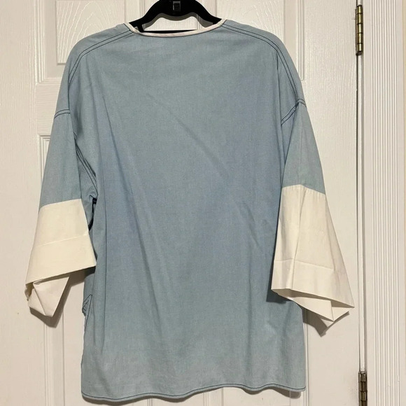 3.1 PHILLIP LIM | Oversized Short Sleeve Tee Shirt Tunic Light Blue White size 6 - Picture 3 of 3